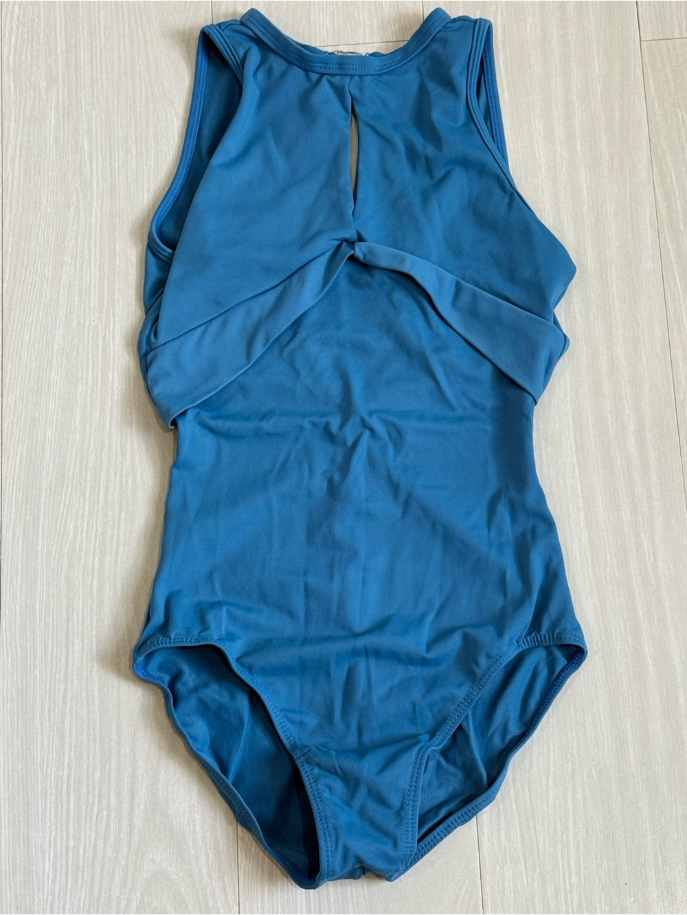 Girls Teal Dance Leotard with Twist-Back Detail